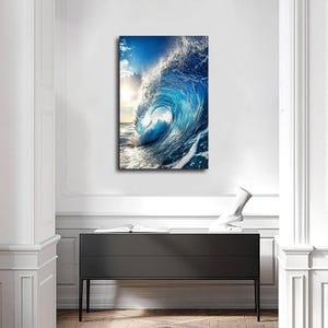 Ocean Wave Canvas Print, Sunlight Splashing Spray, Coastal Wall Art