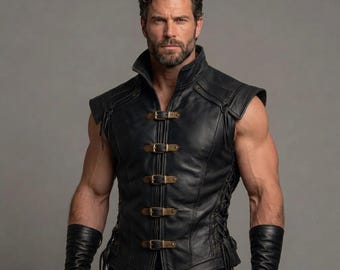 Men’s Medieval Leather Jerkin - Viking Warrior Gothic Armor - Handmade Cosplay & LARP Costume