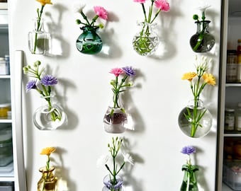 Zestaw 5 magnesów na lodówkę w kształcie kwiatowego wazonu z motywem kciuka, miniaturowe wazony przyjazne żywym roślinom, kolorowe magnetyczne dekoracje kuchenne, ceramiczne miniaturowe magnesy w wazonie, prezent do domu