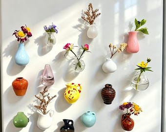 Mixed Style Mini Magnetic Vases: Plant-Safe Fridge Magnets, Assorted Vases for Floral & Home Decor