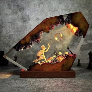 Lámpara decorativa de arte creativo con luz, anillo mágico con temática de calavera, luz nocturna con carga USB.