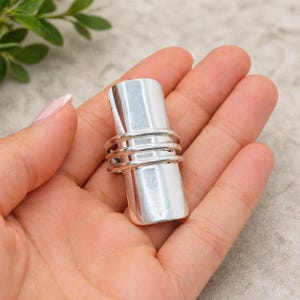 Modernist Sterling Silver Ring – Chunky Wavy Antique Band 925 Handmade Jewelry