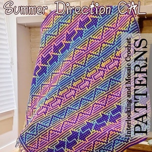 Summer Direction CAL Crochet-A-Long Interlocking Locked Filet Mesh / LFM and Overlay Mosaic written instructions and charts image 1