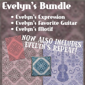 Evelyn's Bundle: Expression, Favorite Guitar, Motif 40, & Repeat Locked Filet Mesh Interlocking or Mosaic Crochet Patterns and Charts image 1