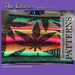 The Leaves. Crochet Pattern for Interlocking (Locked Filet Mesh / LFM) or Overlay Mosaic; written instructions and charts