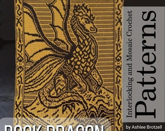 Book Dragon, Crochet Pattern: Interlocking & Mosaic Techniques (PDF)