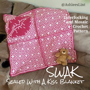 SWAK Blanket - Interlocking (LFM) and Mosaic Crochet Patterns: Heart Lips, Tiled Hearts, and Tiled Mirror