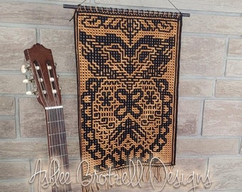 Crochet Pattern: Blooming Owl Wall Hanging - Interlocking (Locked Filet Mesh / LFM) and Overlay Mosaic; written instructions and chart