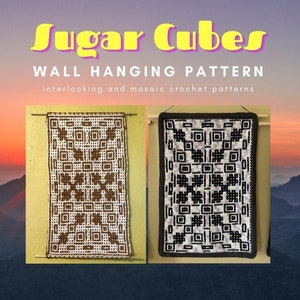 Sugar Cubes Wall Hanging, Crochet Pattern: Interlocking & Mosaic Techniques (PDF)