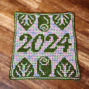 Ashlee's 2024 Block: Crochet Pattern & Charts for Interlocking Crochet and Overlay Mosaic Crochet. Large square for pillows, blankets, etc. image 3