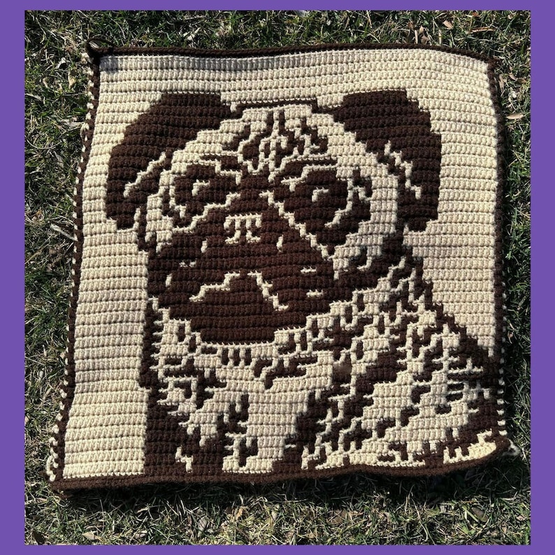 April Dog Crochet Patterns & Charts from 2024: A Year of Dogs. Large Squares. Interlocking and Overlay Mosaic Crochet. image 10
