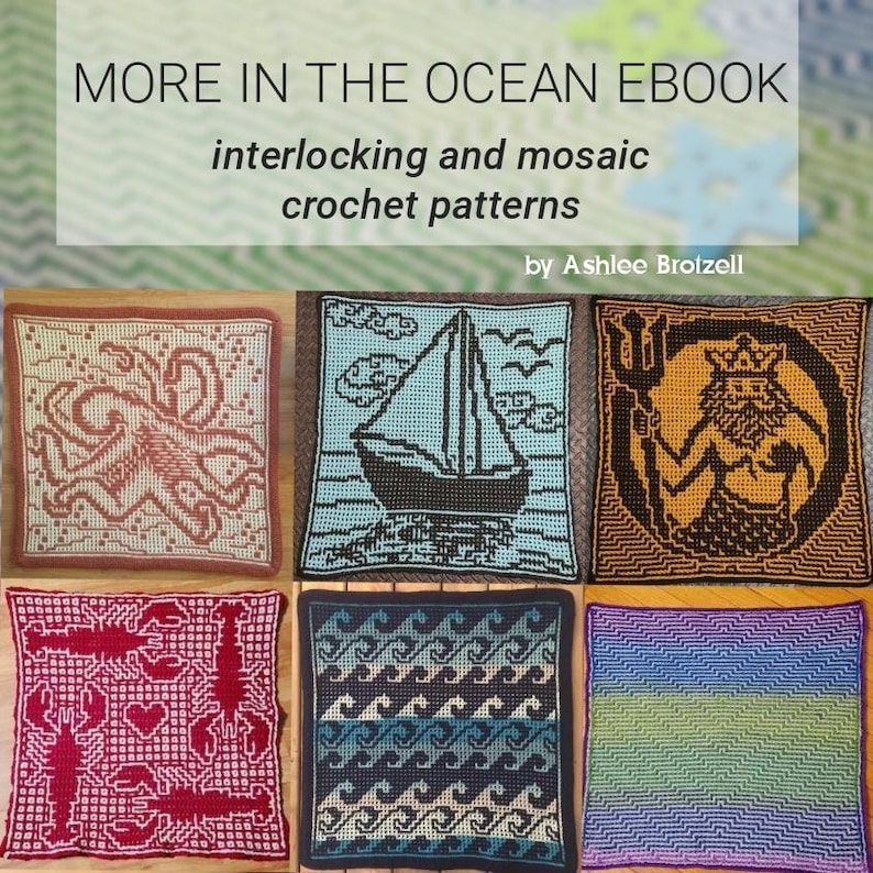 Crochet Patterns eBook: More in the Ocean Interlocking Locked Filet Mesh / LFM and Overlay Mosaic written instructions and charts image 1