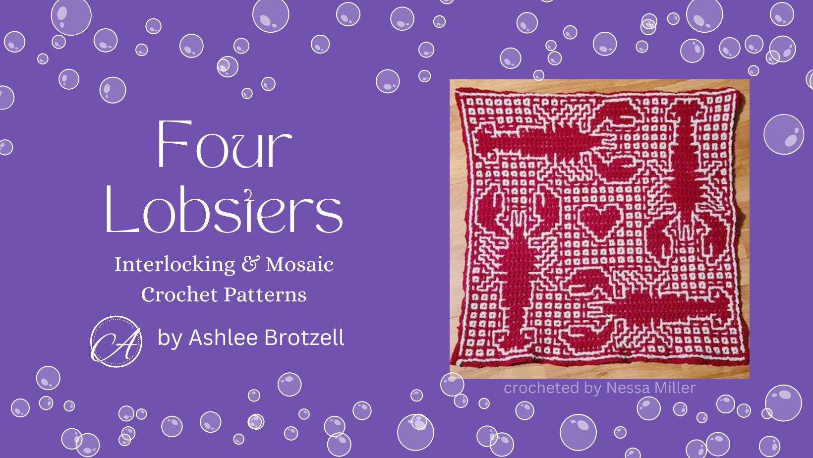 Four Lobsters, Crochet Pattern: Interlocking & Mosaic Techniques