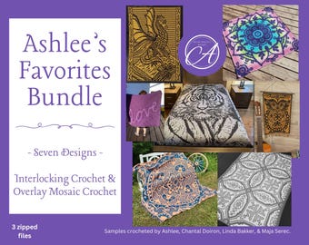 Ashlee's Favorites Bundle. 7 Crochet Patterns: Interlocking & Mosaic Techniques (PDF)