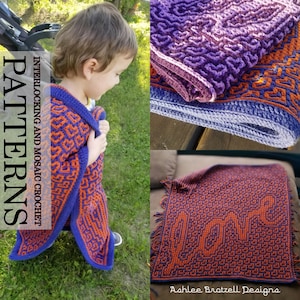 Preemie Love Blanket - Locked Filet Mesh (Interlocking) and Mosaic Crochet Pattern: Chart 121 x 121, Finished size 30"