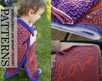 Preemie Love Blanket - Locked Filet Mesh (Interlocking) and Mosaic Crochet Pattern: Chart 121 x 121, Finished size 30"