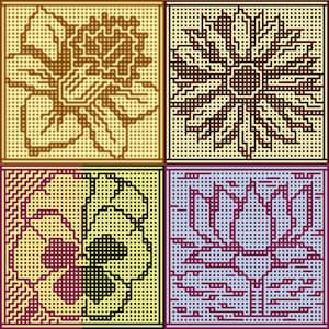 Crochet Patterns: Bonus Squares for 2020 Mother's Day CAL (Daffodil, Lotus, Pansy, Sunflower) Interlocking / LFM and Overlay Mosaic