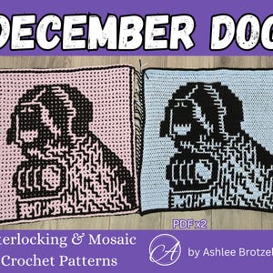 December Dog (St. Bernard) Crochet Pattern: Mosaic & Interlocking Techniques (PDF) from 2024 A Year of Dogs