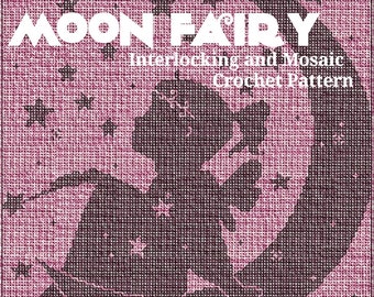 Moon Fairy - Locked Filet Mesh (Interlocking) and Mosaic Crochet Throw Blanket Pattern: Chart 265 x 265, Finished size 66" x 66"