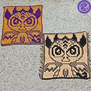 July Dragon. Crochet patterns & charts for large square in 2025: A Year of Dragons series. Interlocking and overlay mosaic crochet.