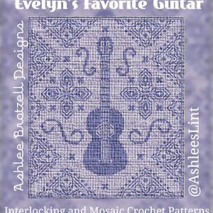 Evelyn's Bundle: Expression, Favorite Guitar, Motif 40, & Repeat Locked Filet Mesh Interlocking or Mosaic Crochet Patterns and Charts image 4