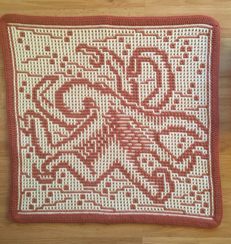 Crochet Pattern: One Octopus Interlocking Locked Filet Mesh / LFM and Overlay Mosaic written instructions and charts image 1
