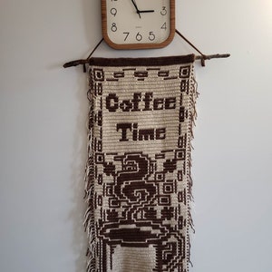 Coffee Time Mug Wall Hanging, Interlocking Locked Filet Mesh / LFM and Overlay Mosaic Crochet Patterns written instructions and chart image 2