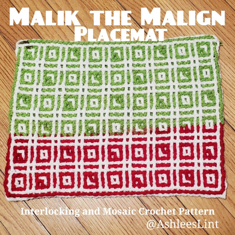 Malik the Malign A Placemat Pattern for Interlocking Locked Filet Mesh and Mosaic Crochet image 4