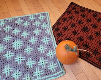 Crochet Pattern: Harvest Basket - Interlocking (Locked Filet Mesh / LFM) and Overlay Mosaic; written instructions and charts