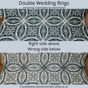 Double Wedding Rings: large square to blanket size. Interlocking & Overlay Mosaic Crochet Patterns. Center-out update too image 7