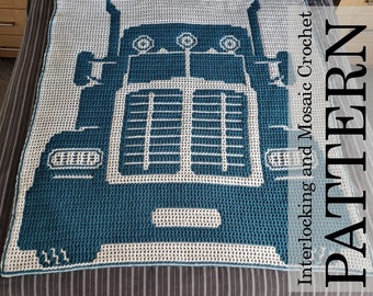 Crochet Pattern: Long Hauler - Interlocking (Locked Filet Mesh / LFM) and Overlay Mosaic; written instructions and charts