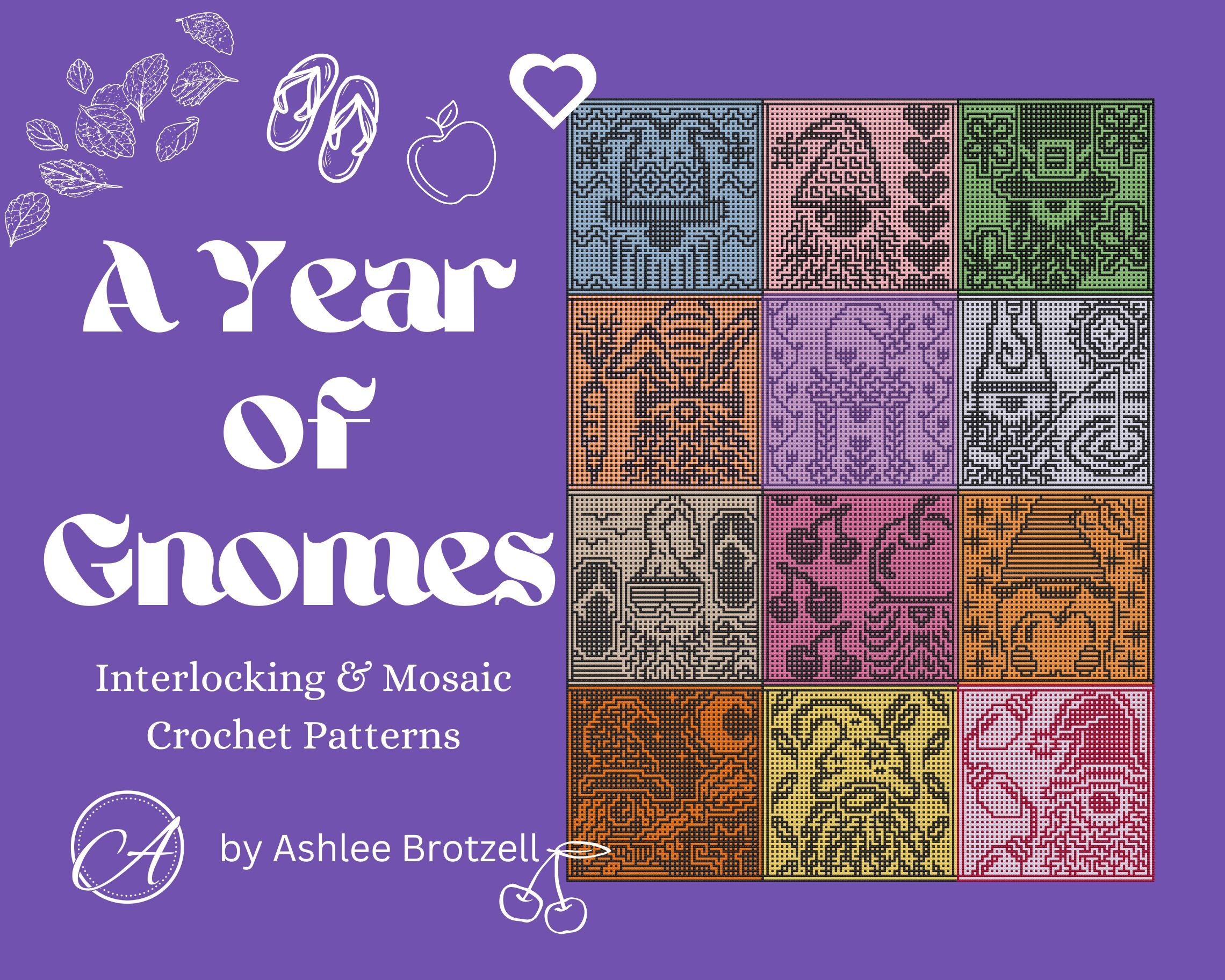 A Year of Gnomes Ebook, Crochet Pattern Bundle. Interlocking and