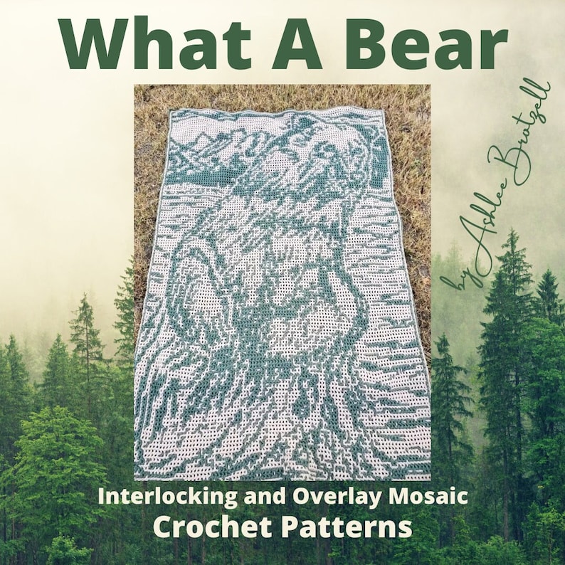 What A Bear. Blanket Crochet Patterns & Charts for Locked Filet Mesh Interlocking and Overlay Mosaic Crochet image 1