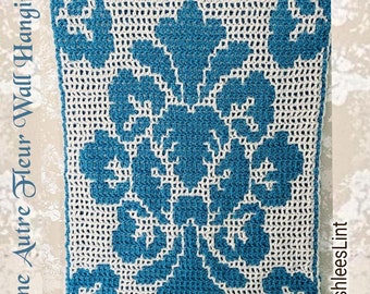 Crochet Pattern: Une Autre Fleur Wall Hanging - Interlocking (Locked Filet Mesh / LFM) and Overlay Mosaic; written instructions and chart
