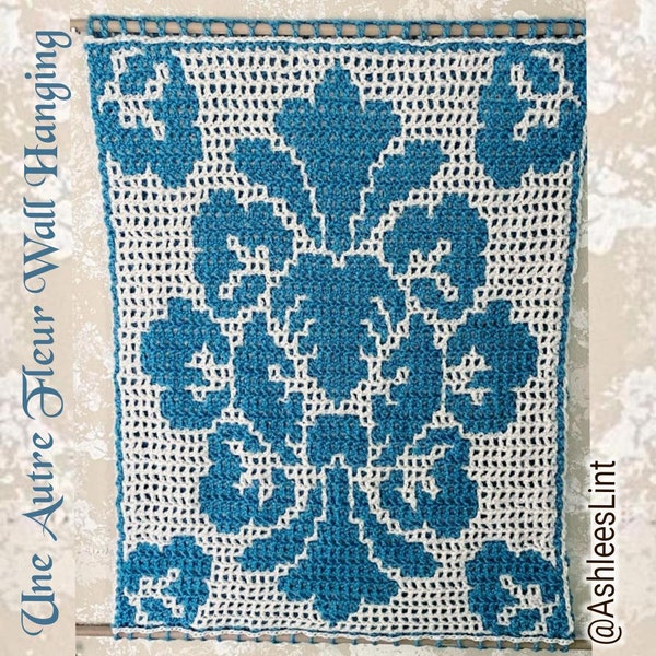 Crochet Pattern: Une Autre Fleur Wall Hanging - Interlocking (Locked Filet Mesh / LFM) and Overlay Mosaic; written instructions and chart
