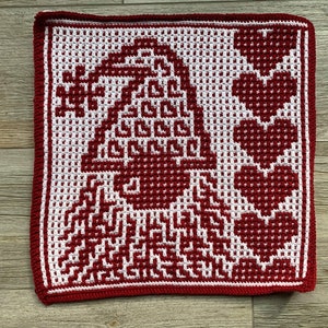 Crochet Pattern: February Gnome Interlocking Locked Filet Mesh / LFM and Overlay Mosaic written instructions and chart image 2