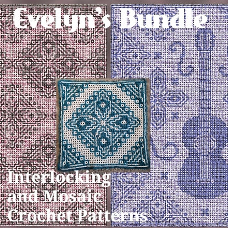 Evelyn's Motif An Oversized Afghan Square Interlocking Locked Filet Mesh and Mosaic Crochet Patterns image 3