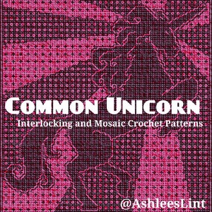 Common Unicorn Throw Blanket Pattern: Locked Filet Mesh Interlocking and Overlay Mosaic Crochet image 1