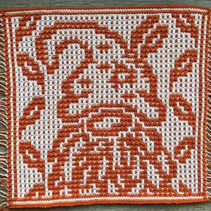 Crochet Pattern: November Gnome - Interlocking (Locked Filet Mesh / LFM) and Overlay Mosaic; written instructions and charts