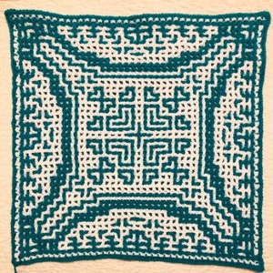 Double Wedding Rings: large square to blanket size. Interlocking & Overlay Mosaic Crochet Patterns. Center-out update too image 8