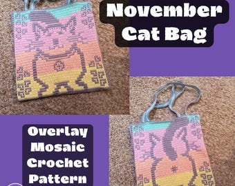 November Cat Bag, Mosaic Crochet Pattern (PDF)