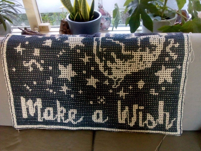 Make a Wish Locked Filet Mesh Interlocking and Mosaic Crochet Throw Blanket Patterns image 6