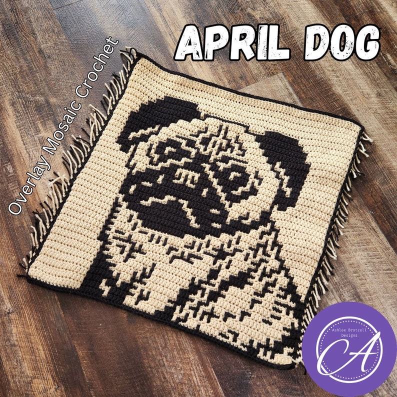 April Dog Crochet Patterns & Charts from 2024: A Year of Dogs. Large Squares. Interlocking and Overlay Mosaic Crochet. image 4
