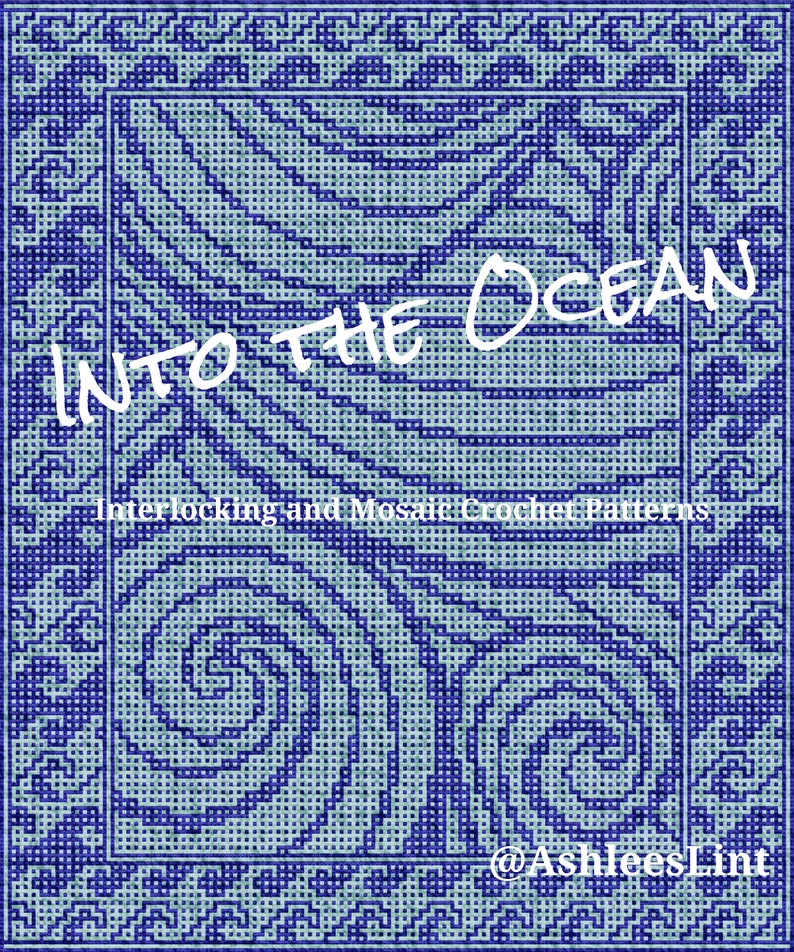 Into The Ocean Crochet Pattern in 3 colorwork options: interlocking, overlay mosaic, and solid overlay mosaic. Written pattern & charts. image 3