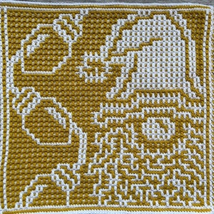 Crochet Pattern: December Gnome Interlocking Locked Filet Mesh / LFM and Overlay Mosaic written instructions and charts image 2