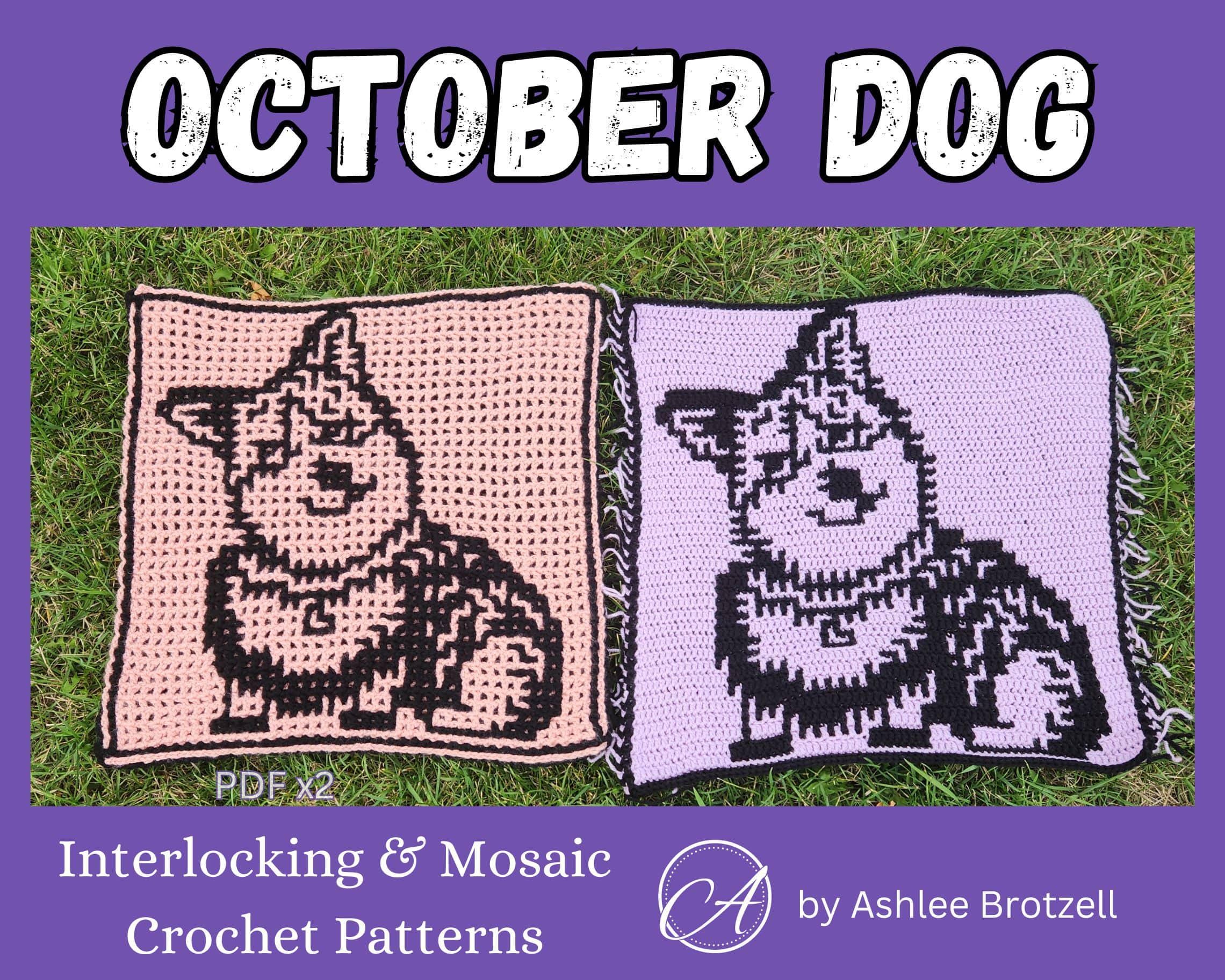 October Dog (Corgi) Crochet Pattern: Mosaic & Interlocking Techniques (PDF) from 2024 A Year of Dogs