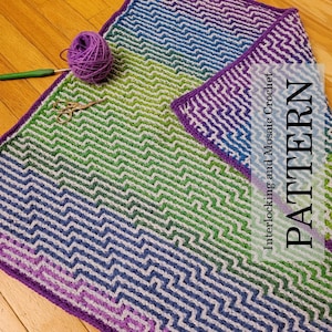 Crochet Pattern: Electric Shock - Interlocking (Locked Filet Mesh / LFM) and Overlay Mosaic; written instructions and charts