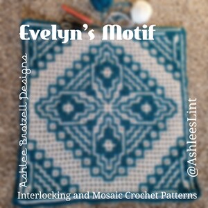 Evelyn's Motif An Oversized Afghan Square Interlocking Locked Filet Mesh and Mosaic Crochet Patterns image 6