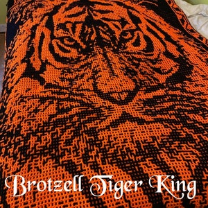 Crochet Pattern: Brotzell Tiger King Interlocking Locked Filet Mesh / LFM and Overlay Mosaic written instructions and chart image 2
