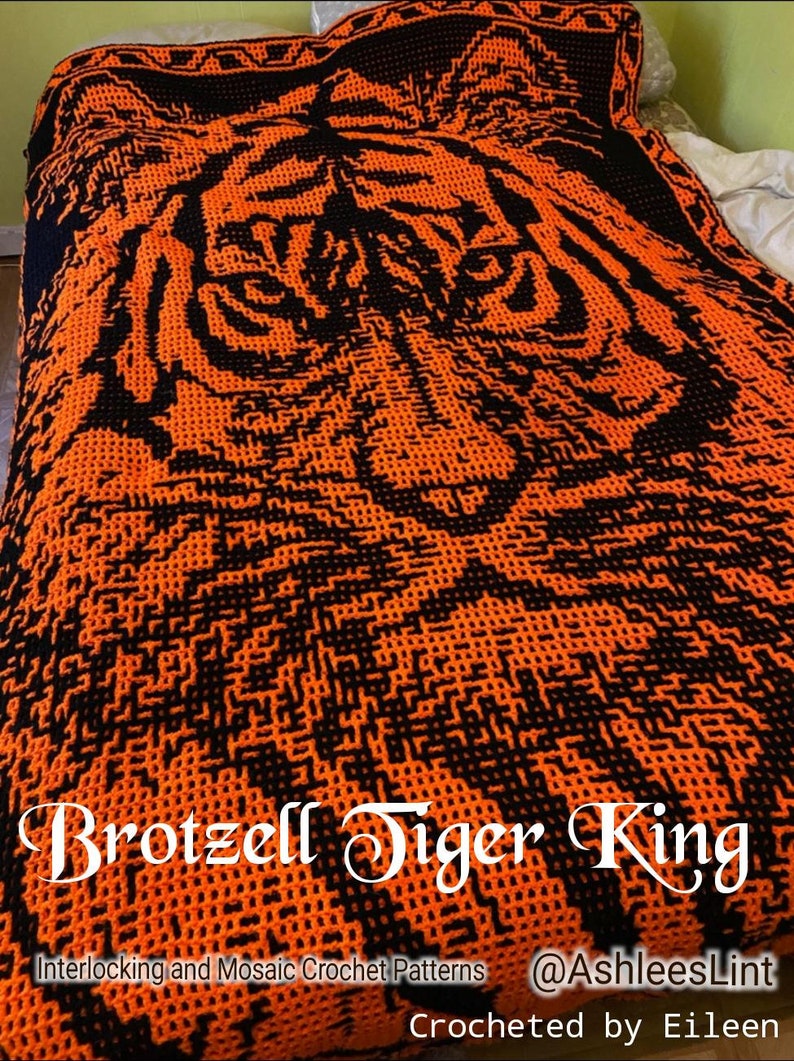 Crochet Pattern: Brotzell Tiger King Interlocking Locked Filet Mesh / LFM and Overlay Mosaic written instructions and chart image 2